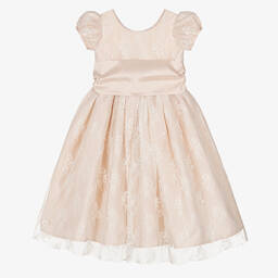 Nicki Macfarlane-Girls Pale Pink Taffeta & Lace Dress | Childrensalon