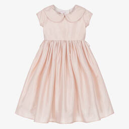 Nicki Macfarlane-Girls Pink Silk & Crystal Sash Dress  | Childrensalon