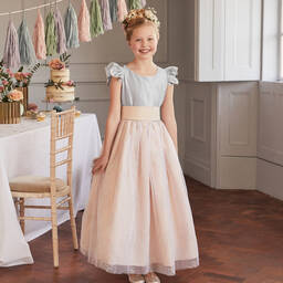 Nicki Macfarlane-Розово-серебристое платье из шелка и тюля | Childrensalon