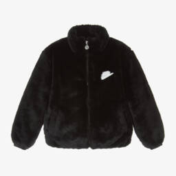 Girls Black Faux Fur Jacket