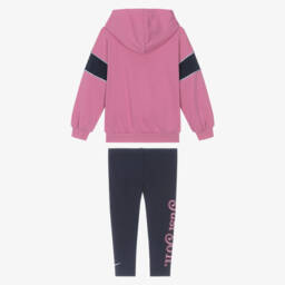 Nike-Girls Pink Hoodie & Navy Blue Leggings Set | Childrensalon