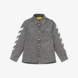Boys Dark Grey Denim Overshirt with Arrows Logo