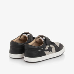 Old Soles-Boys Black Leather & Grey Suede Trainers | Childrensalon