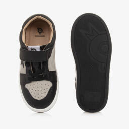 Old Soles-Boys Black Leather & Grey Suede Trainers | Childrensalon