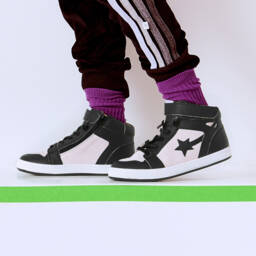 Old Soles-Boys Black Leather & Grey Suede Trainers | Childrensalon