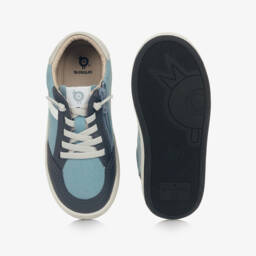 Old Soles-Boys Blue Leather & Canvas Trainers | Childrensalon