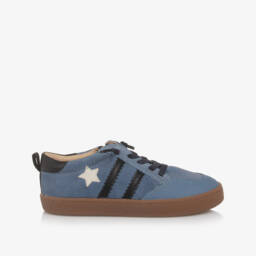 Old Soles-Boys Blue Leather Stripes & Star Trainers | Childrensalon