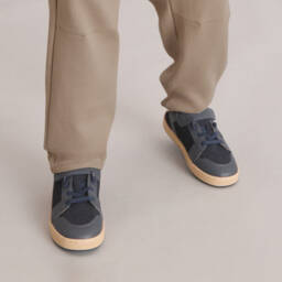 Old Soles-Boys Navy Blue Leather & Suede Trainers | Childrensalon