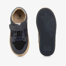 Old Soles-Boys Navy Blue Leather & Suede Trainers | Childrensalon