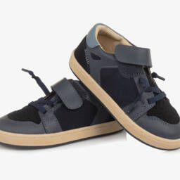 Old Soles-Boys Navy Blue Leather & Suede Trainers | Childrensalon