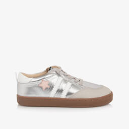 Old Soles-Girls Metallic Silver Leather Stripes & Star Trainers | Childrensalon
