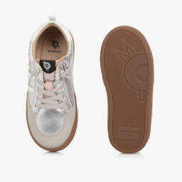 Old Soles-Girls Metallic Silver Leather Stripes & Star Trainers | Childrensalon