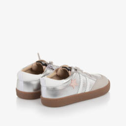 Old Soles-Girls Metallic Silver Leather Stripes & Star Trainers | Childrensalon