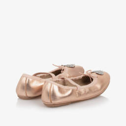 Old Soles-Girls Rose Gold Patent Leather Pumps with Silver Hearts | Childrensalon