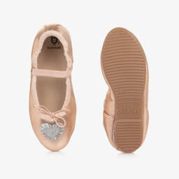 Old Soles-Girls Rose Gold Patent Leather Pumps with Silver Hearts | Childrensalon