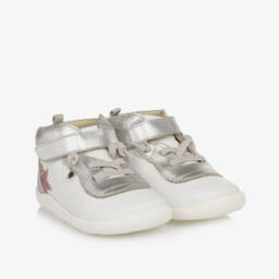 Old Soles-Girls White First Walker Leather Trainers | Childrensalon