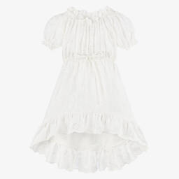 Olga Valentine-فستان برودري انجليز قطن لون أبيض | Childrensalon