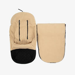 Pasito a Pasito-Black Quilted & Beige Fleece Footmuff (90cm) | Childrensalon