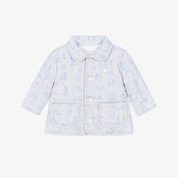 Baby Boys Blue Quilted Pram Coat with Woodland Animals 