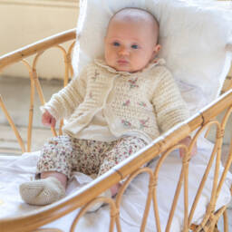 Patachou-Baby Girls Ivory Needlecord Trousers with Floral Liberty Fabric | Childrensalon