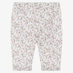 Patachou-Baby Girls Ivory Needlecord Trousers with Floral Liberty Fabric | Childrensalon