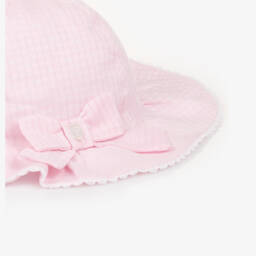 Patachou-Baby Girls Pink Cotton Bow Sun Hat | Childrensalon