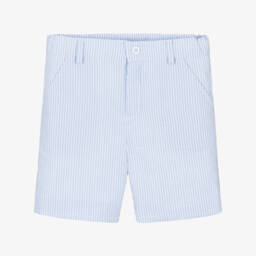 Patachou-Boys Blue Cotton Striped Shorts | Childrensalon