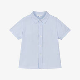 Patachou-Boys Blue Linen & Cotton Shirt | Childrensalon