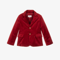 Boys Red Velvet Blazer