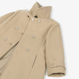 Patachou-Пальто кремовое хлопковое с двусторонним кейпом для девочек | Childrensalon