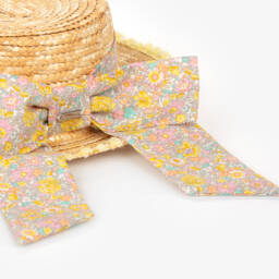 Patachou-Girls Beige Liberty Print Straw Hat | Childrensalon