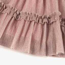 Patachou-Girls Dusty Pink Glittery Plissé Dress | Childrensalon
