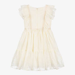 Patachou-Girls Ivory Embroidered Chiffon Dress | Childrensalon