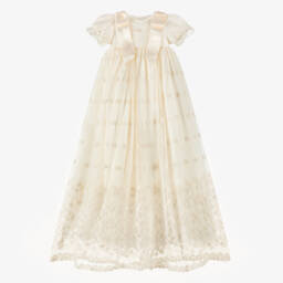Patachou-Girls Ivory Embroidered Tulle Ceremony Gown | Childrensalon