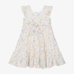 Patachou-Платье кремовое из хлопка в цветочек для девочек | Childrensalon