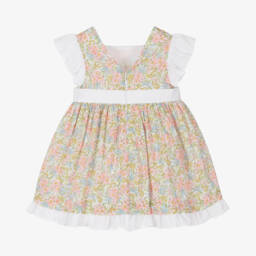 Patachou-Girls Ivory & Pink Cotton Liberty Print Dress | Childrensalon
