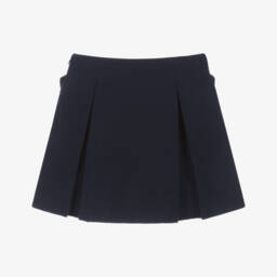 Patachou-Girls Navy Blue Pleated Skirt with Bows | Childrensalon