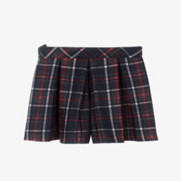Patachou-Girls Navy Blue & Red Tartan Skort | Childrensalon