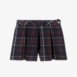 Patachou-Girls Navy Blue & Red Tartan Skort | Childrensalon
