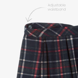 Patachou-Girls Navy Blue & Red Tartan Skort | Childrensalon