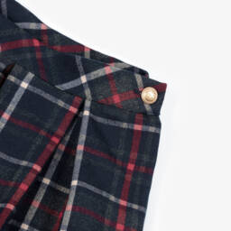 Patachou-Girls Navy Blue & Red Tartan Skort | Childrensalon