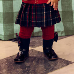 Patachou-Носки синие из хлопка с тартановым бантом для девочек | Childrensalon