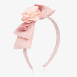 Patachou-Girls Pink Chiffon Bow & Flower Hairband | Childrensalon