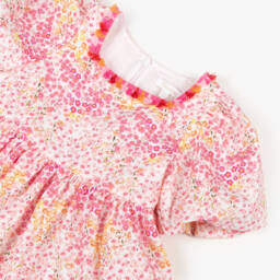Patachou-Girls Pink Cotton Ditsy Floral Dress | Childrensalon