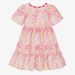 Patachou-Girls Pink Cotton Ditsy Floral Dress | Childrensalon