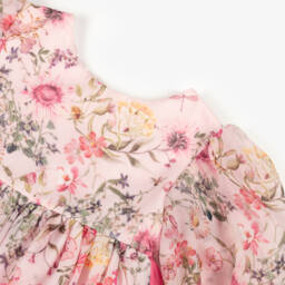Patachou-Girls Pink Floral Chiffon Dress | Childrensalon