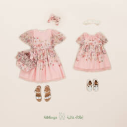 Patachou-Girls Pink Floral Chiffon Dress | Childrensalon