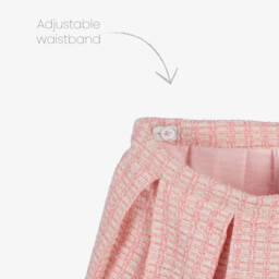 Patachou-Girls Pink & Glittery Gold Cotton Tweed Skort | Childrensalon