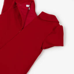 Patachou-Girls Red Twill Dress with Flower Appliqués | Childrensalon