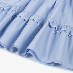 Patachou-Girls White & Blue Cotton Dress | Childrensalon